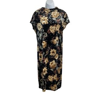 FASHION NOVA Dark Floral Velour Fitted High Neck Dress Sz 1X